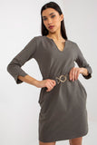 Heart Neckline Sweatshirt Dress with Pockets & Belt