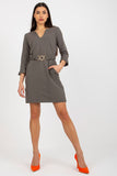 Heart Neckline Sweatshirt Dress with Pockets & Belt
