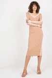 Pencil Cut Long Sleeve V-Neck Dress with Piping Detail