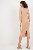 Pencil Cut Long Sleeve V-Neck Dress with Piping Detail
