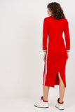 Pencil Cut Long Sleeve V-Neck Dress with Piping Details