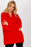 Heart Neckline Loose Cut Long Sleeve Sweater