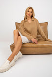 Loose Cut Long Sleeve Sweater with Heart Neckline
