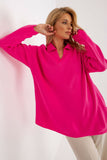 Heart Neckline Loose Cut Long Sleeve Sweater