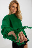 Loose Cut Long Sleeve Sweater with Stand-Up Collar