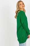 Heart Neckline Button-Down Cardigan with Decorative Holes