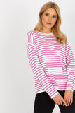 Colorful Striped Women's Classic Cut Sweater with Long Sleeves