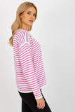 Colorful Striped Women's Classic Cut Sweater with Long Sleeves