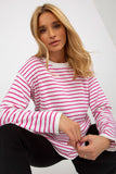 Colorful Striped Women's Classic Cut Sweater with Long Sleeves