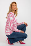 Colorful Striped Women's Classic Cut Sweater with Long Sleeves