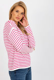 Colorful Striped Women's Classic Cut Sweater with Long Sleeves
