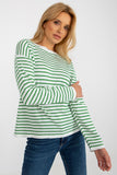 Colorful Striped Classic Cut Women's Sweater with Long Sleeves