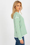 Colorful Striped Classic Cut Women's Sweater with Long Sleeves