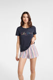 Lightweight Girly Summer Cotton Pajamas Set with Stripes