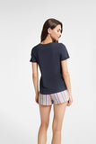Lightweight Girly Summer Cotton Pajamas Set with Stripes