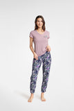 Stylish Two-Piece Pajama Set with Floral Pants