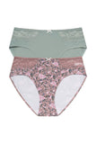 Classic Cotton Panties with Elegant Lace Inserts - 2-Pack