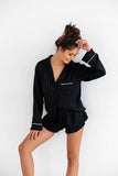 Stylish Striped Viscose Pajamas with Satin Bow Detail