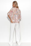 Airy Kimono-Style Blouse with Heart-Shaped Neckline