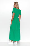 Classic Maxi Knit Dress with Ruffles and V-Neckline