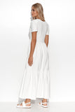 Classic Maxi Knit Dress with Ruffles and V-Neckline