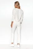Chic Women's Minimalist Tracksuit Set with V-Neck Blouse