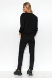Chic Women's Minimalist Tracksuit Set with V-Neck Blouse