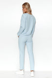 Chic Women's Minimalist Tracksuit Set with V-Neck Blouse