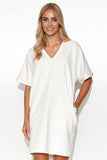 Minimalist Kimono Dress with Pockets and Heart Neckline