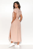 Chic Long Asymmetrical Knit Dress with Draping & Pockets