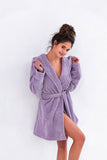 Cozy Hooded Cotton Bathrobe with Pockets for Women