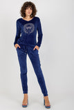 Chic Velour Blouse & Pants Set with Heart Neckline