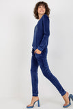 Chic Velour Blouse & Pants Set with Heart Neckline