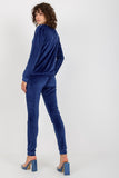 Chic Velour Blouse & Pants Set with Heart Neckline