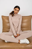 Ribbed Turtleneck Long Sleeve Women's Blouse