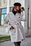 Chic Mid-Thigh Lapel Collar Coat with Flap Pockets