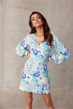Elegant Mini Dress with Deep Neckline and Flared Hem