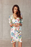 Elegant Overlap Dress with Layered Neckline and Patterns