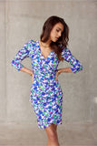 Elegant Overlap Dress with Layered Neckline and Patterns
