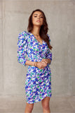 Elegant Overlap Dress with Layered Neckline and Patterns