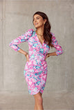 Elegant Overlap Dress with Layered Neckline and Patterns