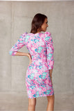 Elegant Overlap Dress with Layered Neckline and Patterns