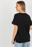 Loose Fit Ribbed Blouse with Short Sleeves and Round Neckline