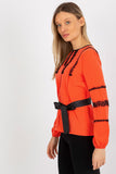 Elegant Long Sleeve Blouse with Lace and Tie Belt