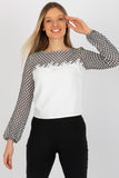 Elegant Lace Sleeve Formal Blouse with Round Neckline