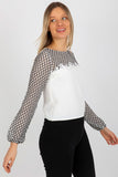 Elegant Lace Sleeve Formal Blouse with Round Neckline