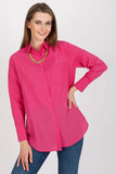 Loose Fit Long Sleeve Buttoned Women's Shirt - Cotton Blend