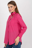 Loose Fit Long Sleeve Buttoned Women's Shirt - Cotton Blend