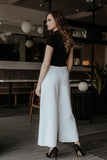 Wide-Leg Women's 7/8 Length Pants with Decorative Zipper