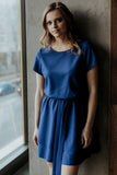 Short Sleeve Dress with Elastic Waist and Flared Bottom